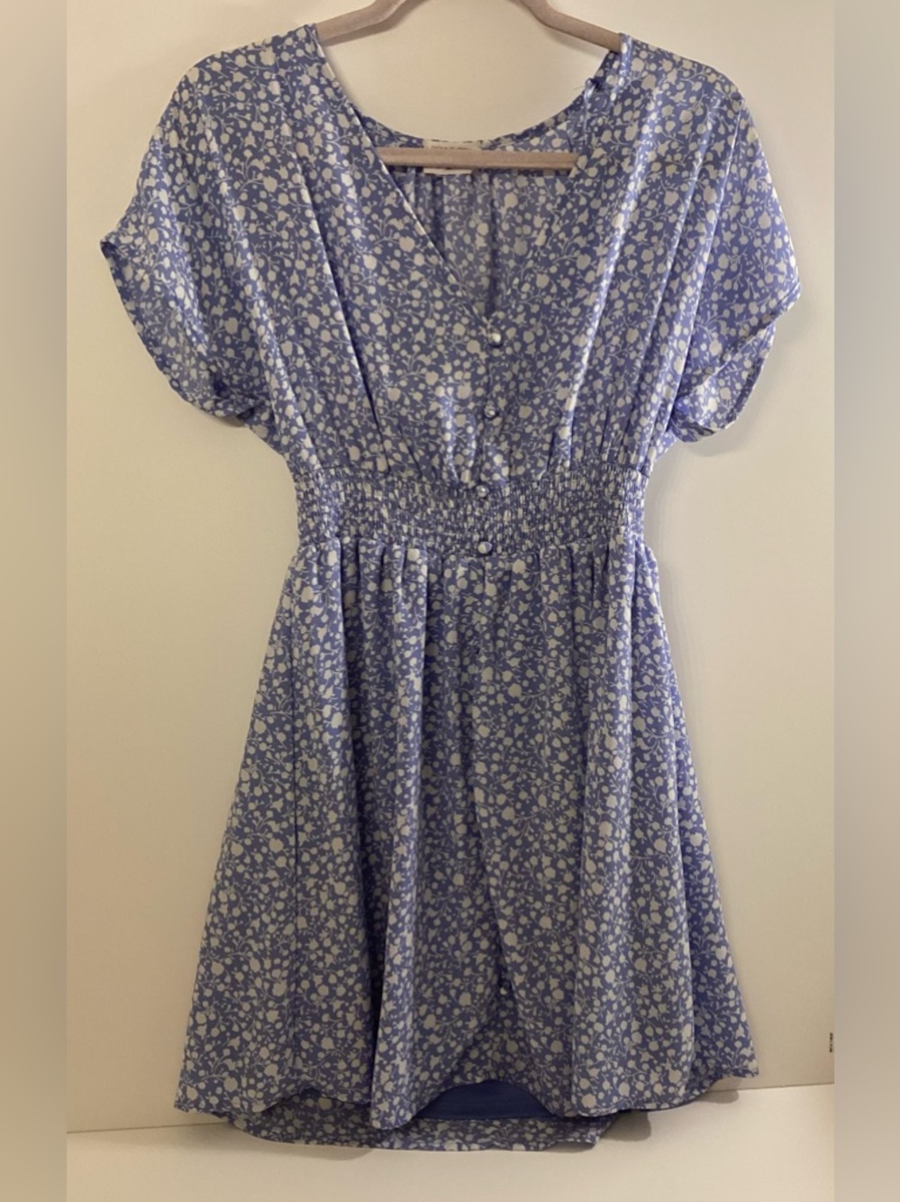 Sienna Sky Lilac Floral V-Neck Smocked-Waist Dress